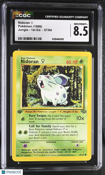 1999 Pokemon Jungle Nidoran ♀ 1st Edition CGC 8.5 #57/64
