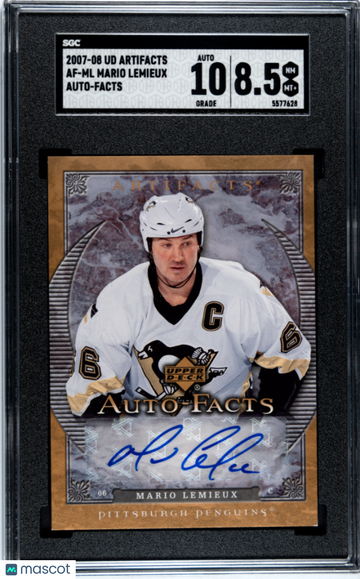 2007 Upper Deck Artifacts Mario Lemieux #AF-ML Auto SGC 8.5 Auto 10