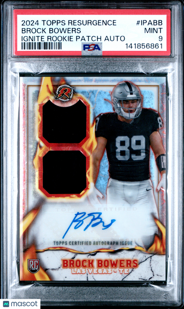 2024 Topps Resurgence Ignite Rookie Patch Autographs Brock Bowers #IPABB PSA 9