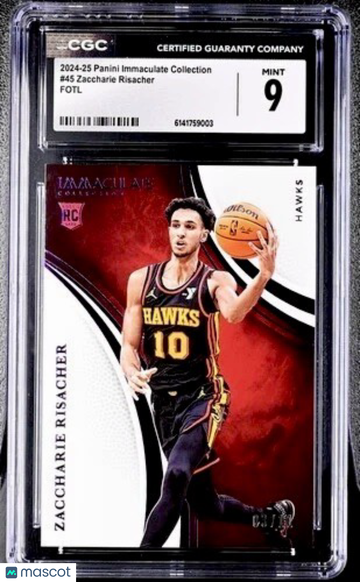 2024-25 Panini Immaculate Collection Zaccharie Risacher #45 1st Off the Line Fotl Parallel/Variety Rookie Base Set 9