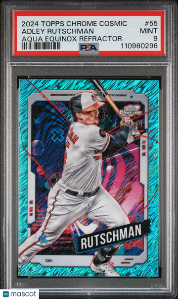 2024 Topps Chrome Cosmic Adley Rutschman #55 Aqua Equinox Refractor PSA 9