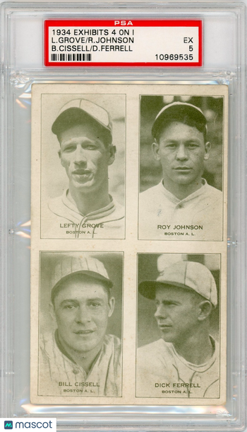 1934 Exhibits 4 On 1 R. Johnson L. Grove B. Cissell D. Ferrell PSA 5