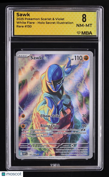 2025 Pokemon Scarlet & Violet White Flare Sawk Holo MBA 8 #130