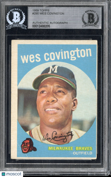 1959 Topps Wes Covington #290 Hand Signed Auto BGS Authentic BAS Auto Authentic