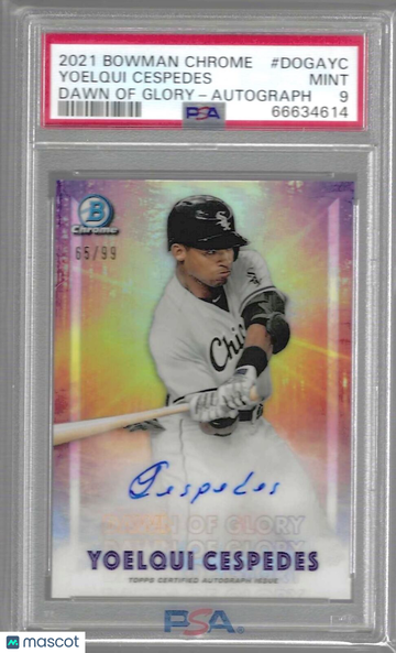 2021 Bowman Chrome Dawn Of Glory Yoelqui Cespedes #DOGAYC Autograph PSA 9