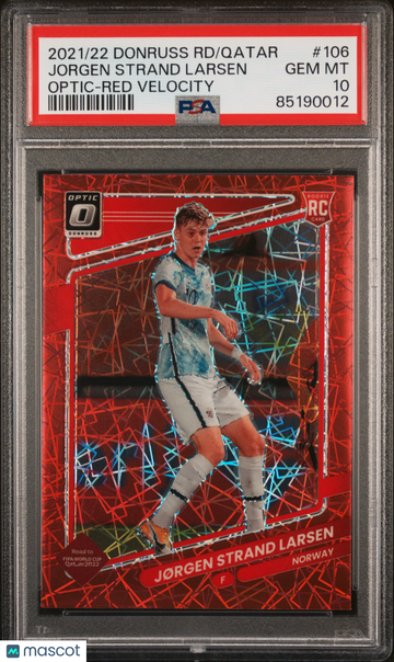 2021 Panini Donruss Road To Qatar Jorgen Strand Larsen #106 Optic Red Velocity PSA 10