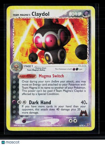 2004 EX Team Magma vs Team Aqua Team Magma's Claydol Holo Rare #8/95