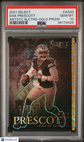 2021 Panini Select Artistic Selections Dak Prescott #AS20 Artstc. Slctns Gold Prizm PSA 10
