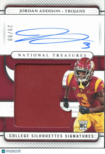 2023 National Treasures Collegiate College Silhouettes Signatures Jordan Addison #CSS-JA /99 RC College Silhouettes Sign