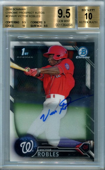 2016 bowman Chrome Victor Robles BGS 9.5 auto 10