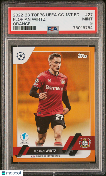 2022 Topps UEFA CC 1st Edition Florian Wirtz #27 Orange /25 PSA 9 Topps