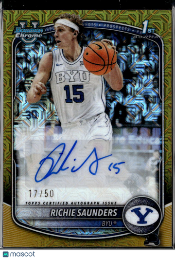 2025 Topps Bowman Chrome Basketball Richie Saunders #CPA-RS Gold Mojo Refractor /50