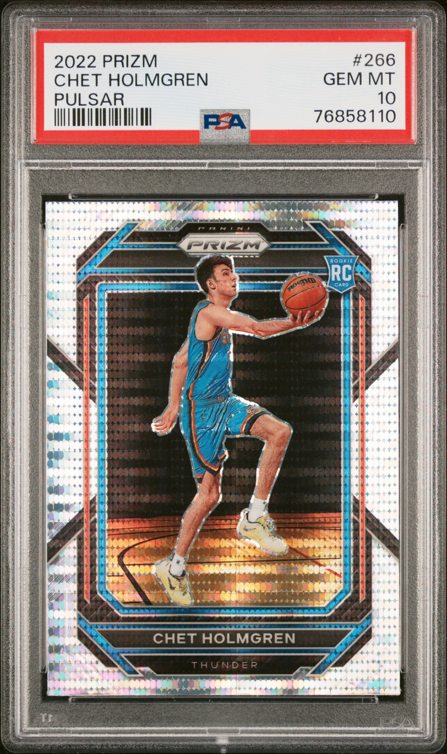 2022-23 Panini Prizm Chet Holmgren Rookie Silver Pulsar #266 PSA 10