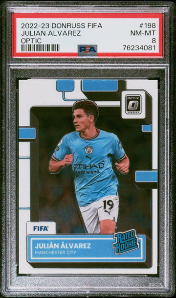 2022 DONRUSS JULIAN ALVAREZ PANINI FIFA OPTIC #198 PSA 8