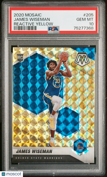 2020 Panini Mosaic James Wiseman #205 Reactive Yellow PSA 10