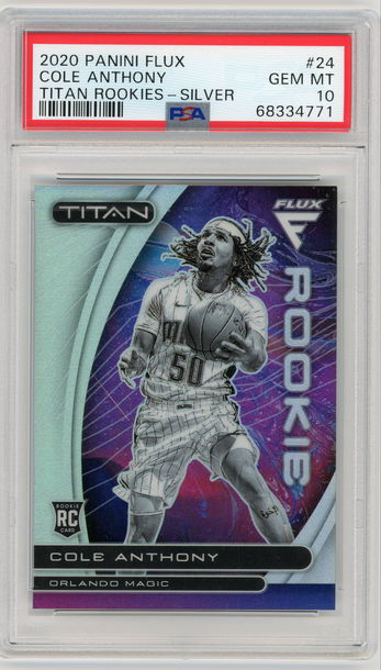 COLE ANTHONY 2020-21 Panini Flux Titan Silver Prizm Rc #24 PSA 10