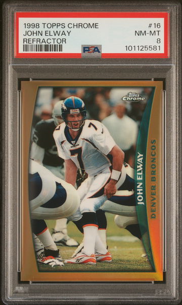 1998 Topps Chrome Refractor John Elway #16 PSA 8
