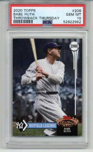 2020 TOPPS THROWBACK THURSDAY #206 BABE RUTH CARD NEW YORK YANKEES PSA 10