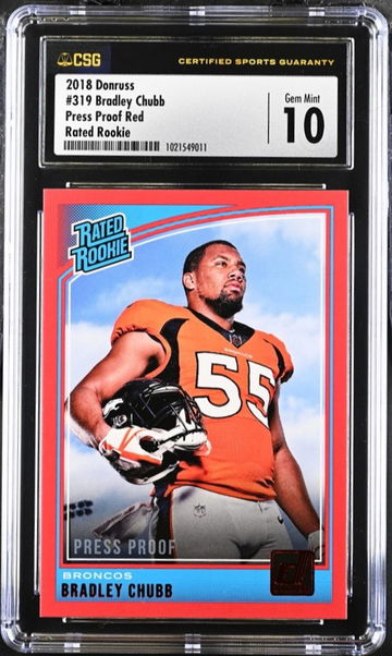 2018 Donruss Bradley Chubb Rated Rookie #319 Press Proof Red - CSG 10 Gem Mint
