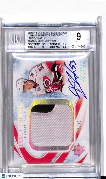 2010 Ultimate Collection Debut Threads Patches Autographs Jeff Skinner #SDTJS BGS 9 Auto 10