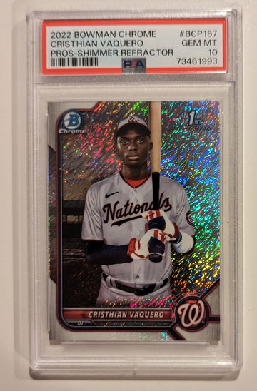 2022 Bowman Chrome Cristhian Vaquero Shimmer Refractor PSA 10