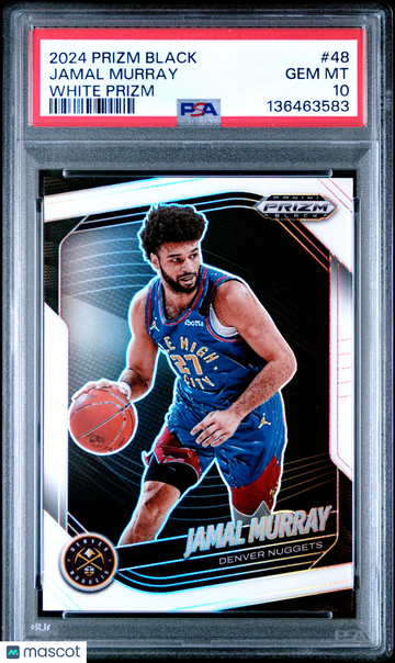 2024 Panini Prizm Black Jamal Murray #48 White /175 PSA 10