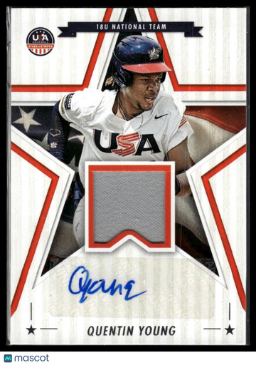 2025 Panini Stars & Stripes USA Baseball Quentin Young #SSM-QY Stars and Stripes Signature Materials SN MEM AU
