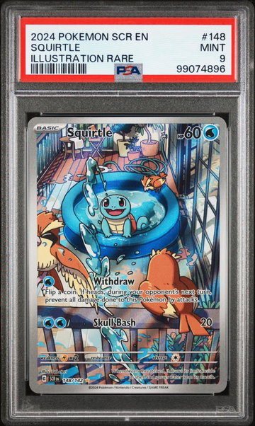 2024 Pokemon Scarlet and Violet Stellar Crown Illustration Rare Squirtle #148 PSA 9
