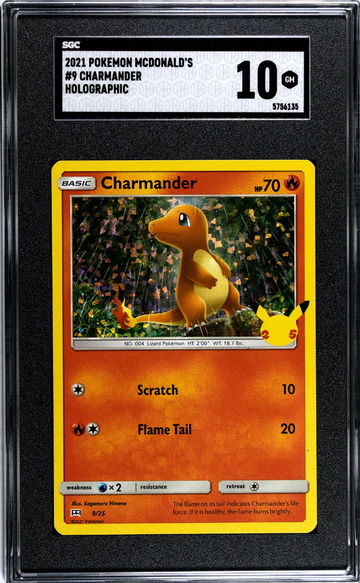 2021 Pokémon McDonald's 25th Anniversary Promo Charmander #9/25 Holo SGC 10