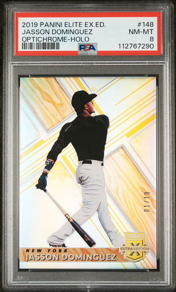 2019 Panini Elite Extra Edition Optichrome Holo Jasson Dominguez #148 /10 PSA 8