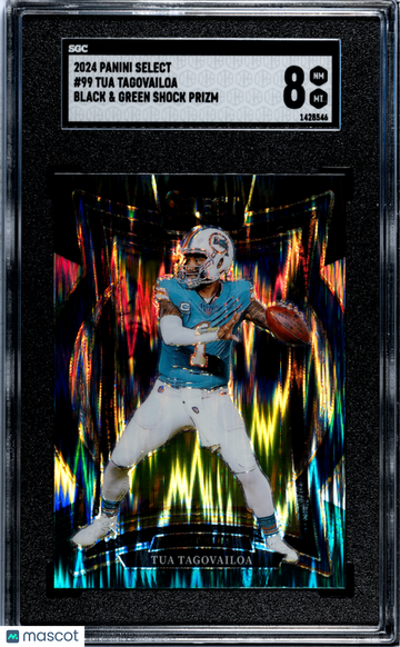2024 Panini Select Tua Tagovailoa #99 Black & Green Shock Prizm SGC 8