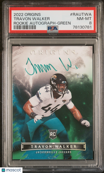 2022 Origins Travon Walker Rookie Auto Green /5 PSA 8