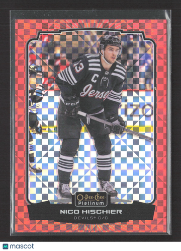 2023 O-Pee-Chee Platinum Nico Hischier #38 Orange Checkers /25