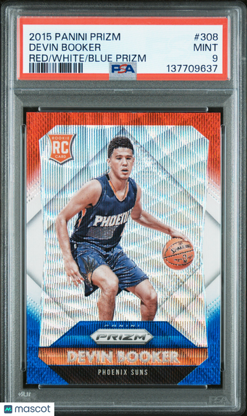 2015 Panini Prizm Devin Booker #308 Red White Blue PSA 9