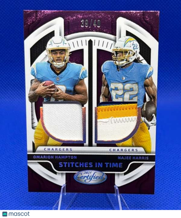 2025 Panini Certified - Stitches in Time Dual Mirror Purple Etch Omarion Hampton / Najee Harris #SITD-OHNH