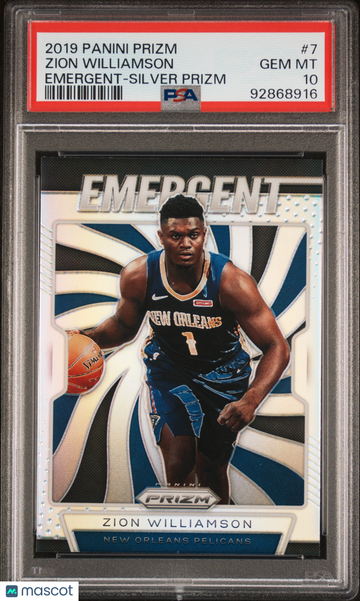 2019 Panini Prizm Emergent Zion Williamson #7 Emergent Silver Prizm PSA 10