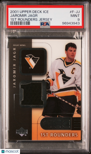 2001 Upper Deck Ice 1ST Rounders Jersey Jaromir Jagr #F-JJ 1ST Rounders Jersey Insert PSA 9