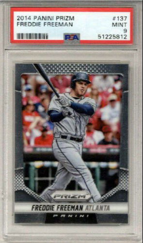 2014 PANINI PRIZM #137 FREDDIE FREEMAN BASEBALL CARD ATLANTA BRAVES PSA 9 LOW POP