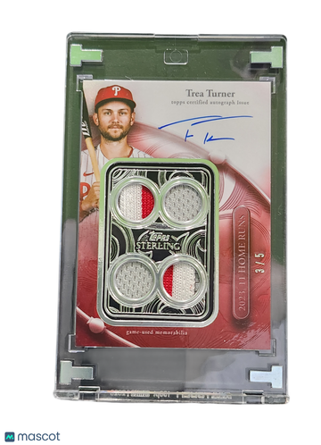 2024 Topps Sterling Baseball Trea Turner #SWAR-TT /5 Game-used memorabilia Sterling Swings Autographed Relic Card