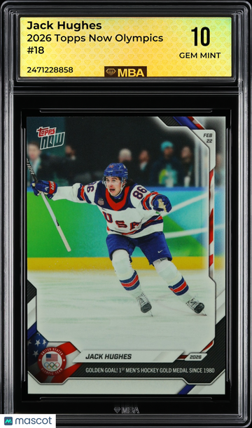 2026 Topps Now Olympics Jack Hughes #18 MBA 10