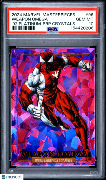 2024 Upper Deck Marvel Masterpieces '92 Platinum Weapon Omega Purple Crystals #96 PSA 10
