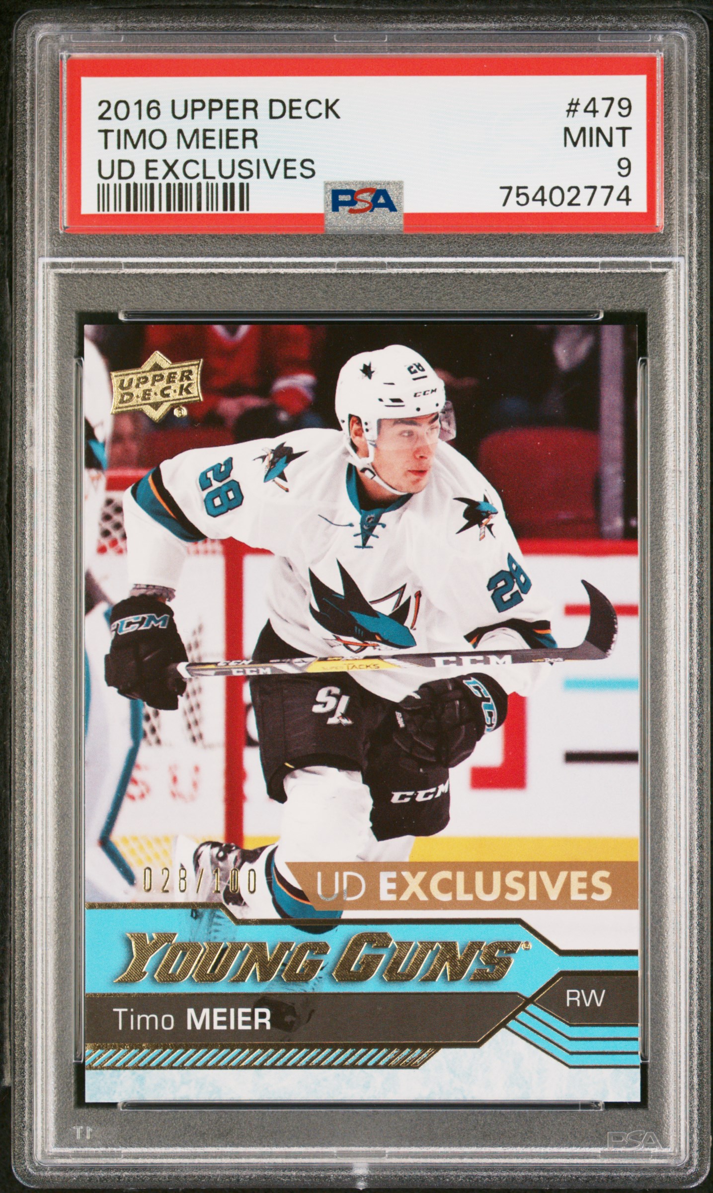 2016 Upper Deck Timo Meier #479 UD Exclusives PSA 9