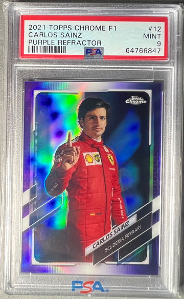 2021 Topps Chrome Formula 1 Carlos Sainz #12 PSA 9 Purple Portrait Refractor /399 F1