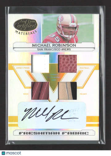 2006 Leaf Certified Materials Freshman Fabric Michael Robinson #212 Helmet Jersey-Prime Football Shoe