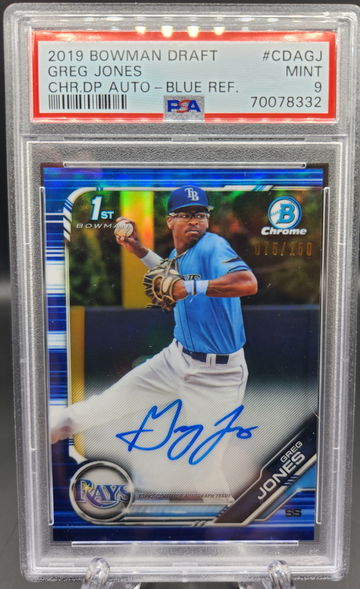 Greg Jones 2019 Bowman Chrome Blue Refractor Auto #/150 PSA 9