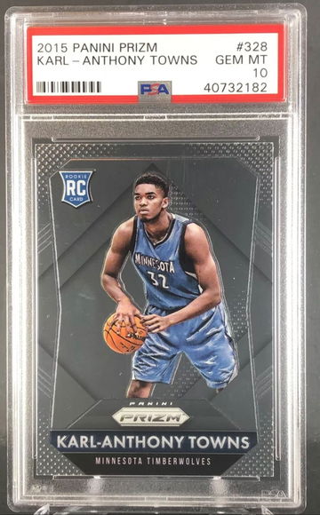 2015-16 Karl Anthony Towns Panini Prizm Rookie RC PSA 10 💎#328📈