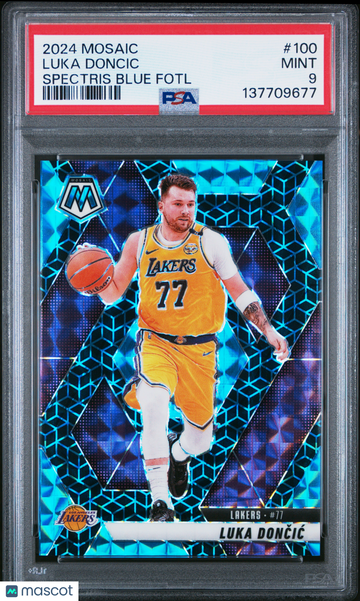 2024 Panini Mosaic Luka Doncic #100 Spectris Blue Fotl PSA 9