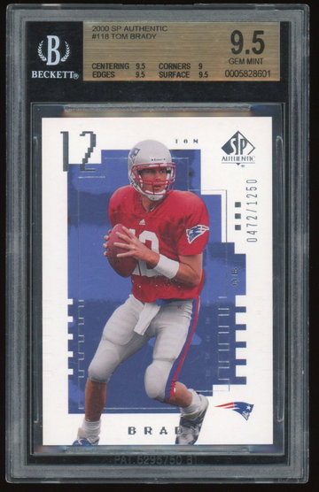 Tom Brady 2000 SP Authentic #118 BGS 9.5 SN: 472/1250 ONE of Brady's Top RC's Pop 1/365 BGS 9.5's #TB12