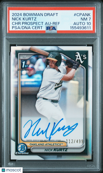 2024 Bowman Draft Chrome Prospect Autographs Nick Kurtz #CPANK Ref 112/499 PSA 7 Auto 10