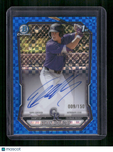 2026 Bowman Chrome Ethan Holliday #CPA-EH Blue X-Fractor /150 Auto 1st Bowman